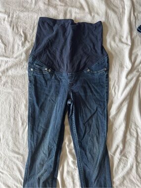 H&M Dark Blue High-Rise Maternity Jeans with Navy Panel